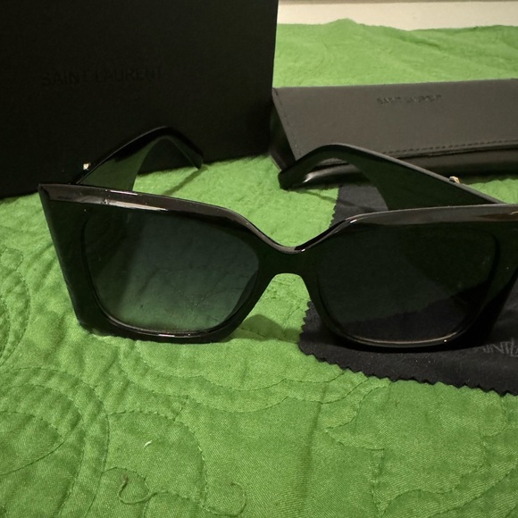 Saint Laurent Black Sunglasses with Gold YSL Accent main image 5
